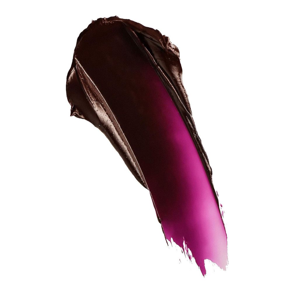 Dunkelroter Lippenstift-Abstrich mit einem Farbverlauf zu Pink. Auf weißem Hintergrund.