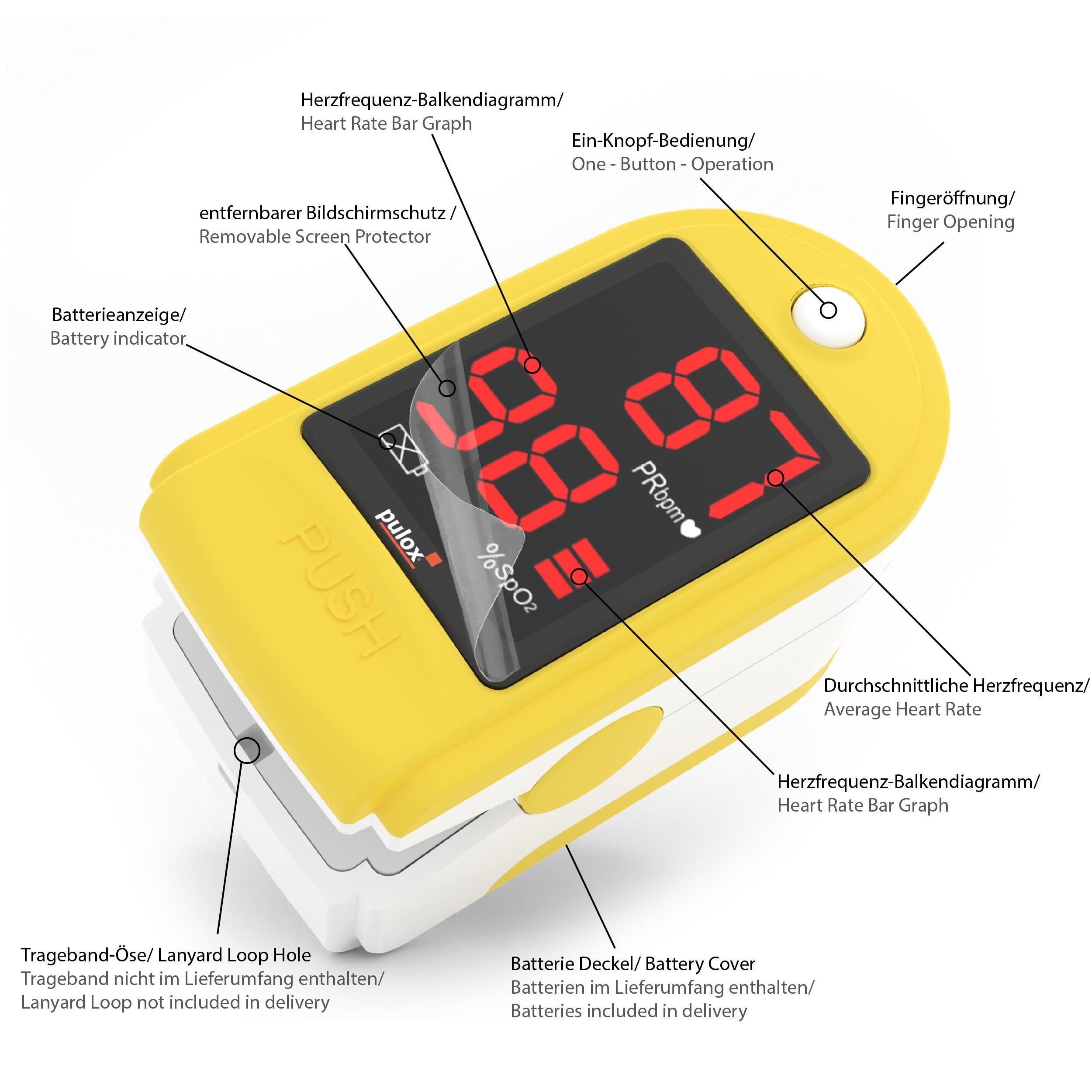 Pulox PO-100 Solo - Finger-Pulsoximeter - Gelb