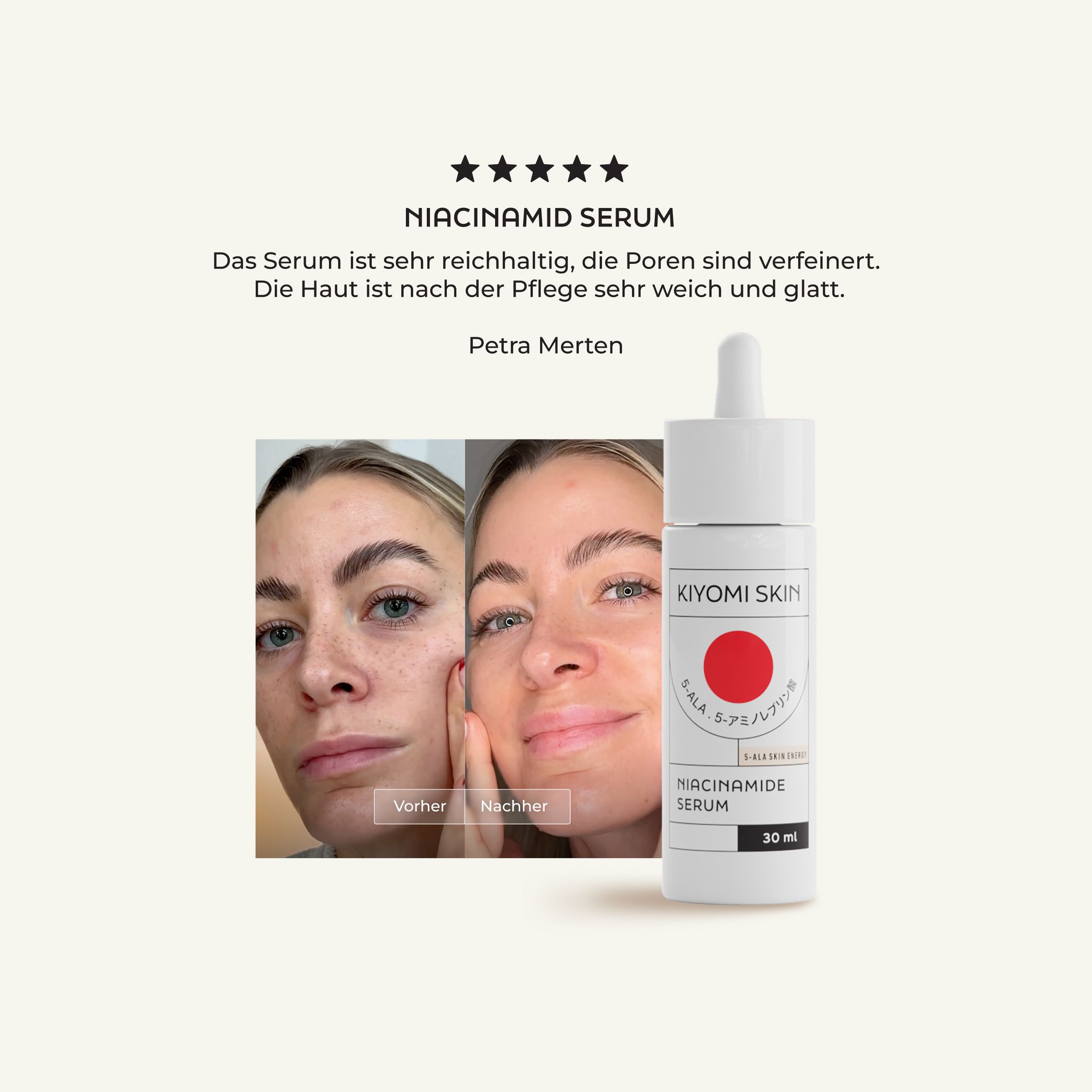 Kiyomi Skin Niacinamide Serum: Klärende Pflege mit 5-ALA & Niacinamide für einen ebenmäßigen Teint