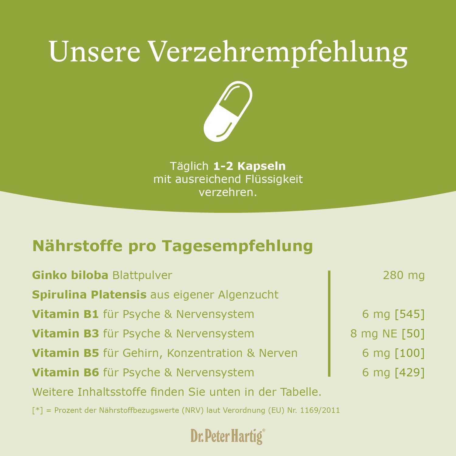 Text: "Natürliche Reinheit in geprüfter Qualität". Auflistung: laktose-, gluten- & hefefrei, ohne Gentechnik, Aromen, Farbstoffe, Zucker, Konservierungsstoffe.