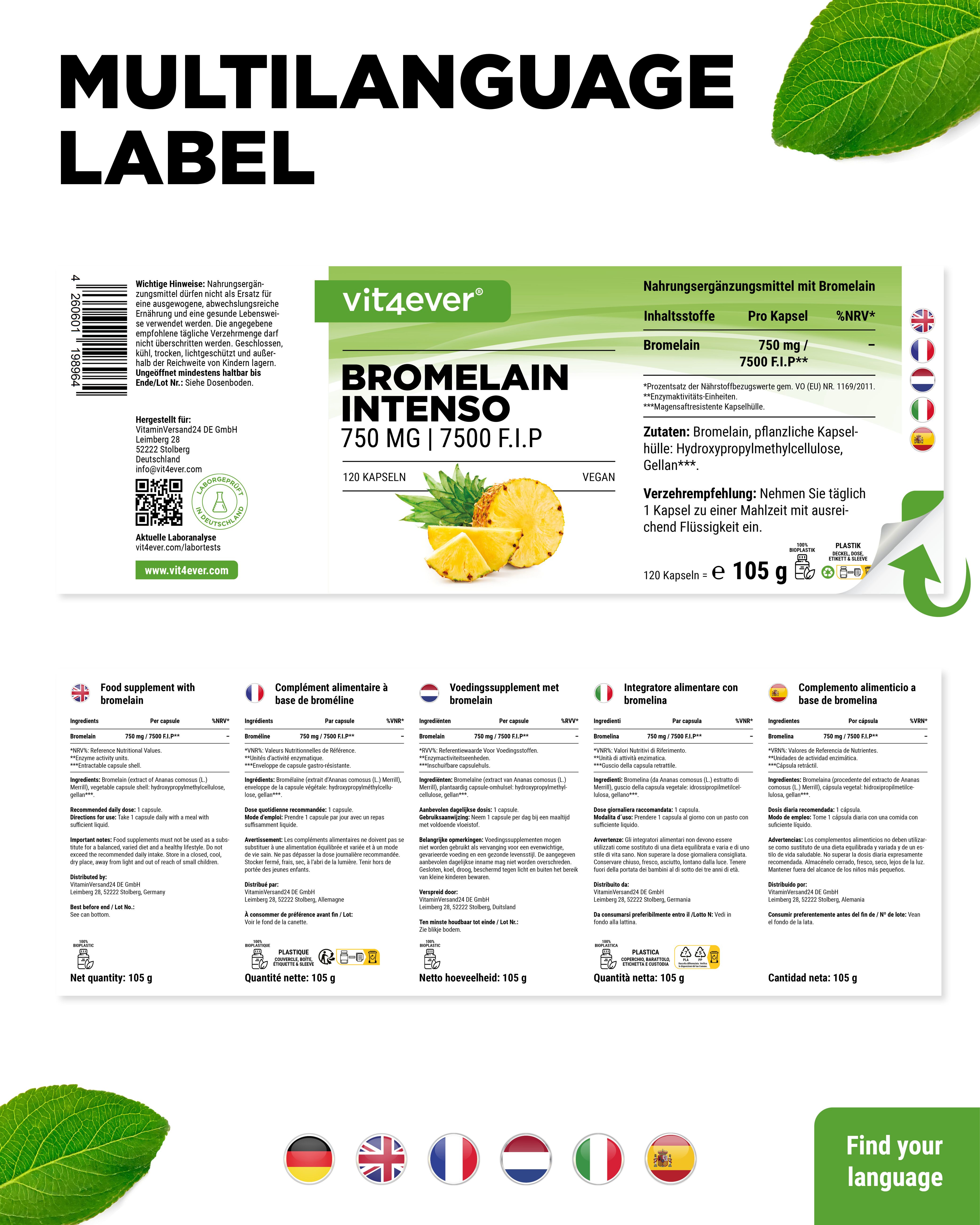 vit4ever Bromelain Intenso 7500 F.I.P