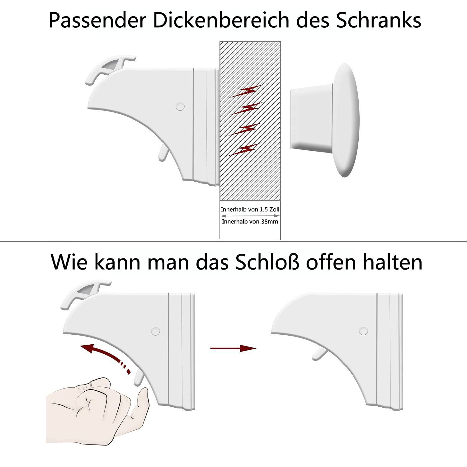 Baby Sicherheit Magnetisches Schrankschloss, die unsichtbare Kindersicherung für Schrank