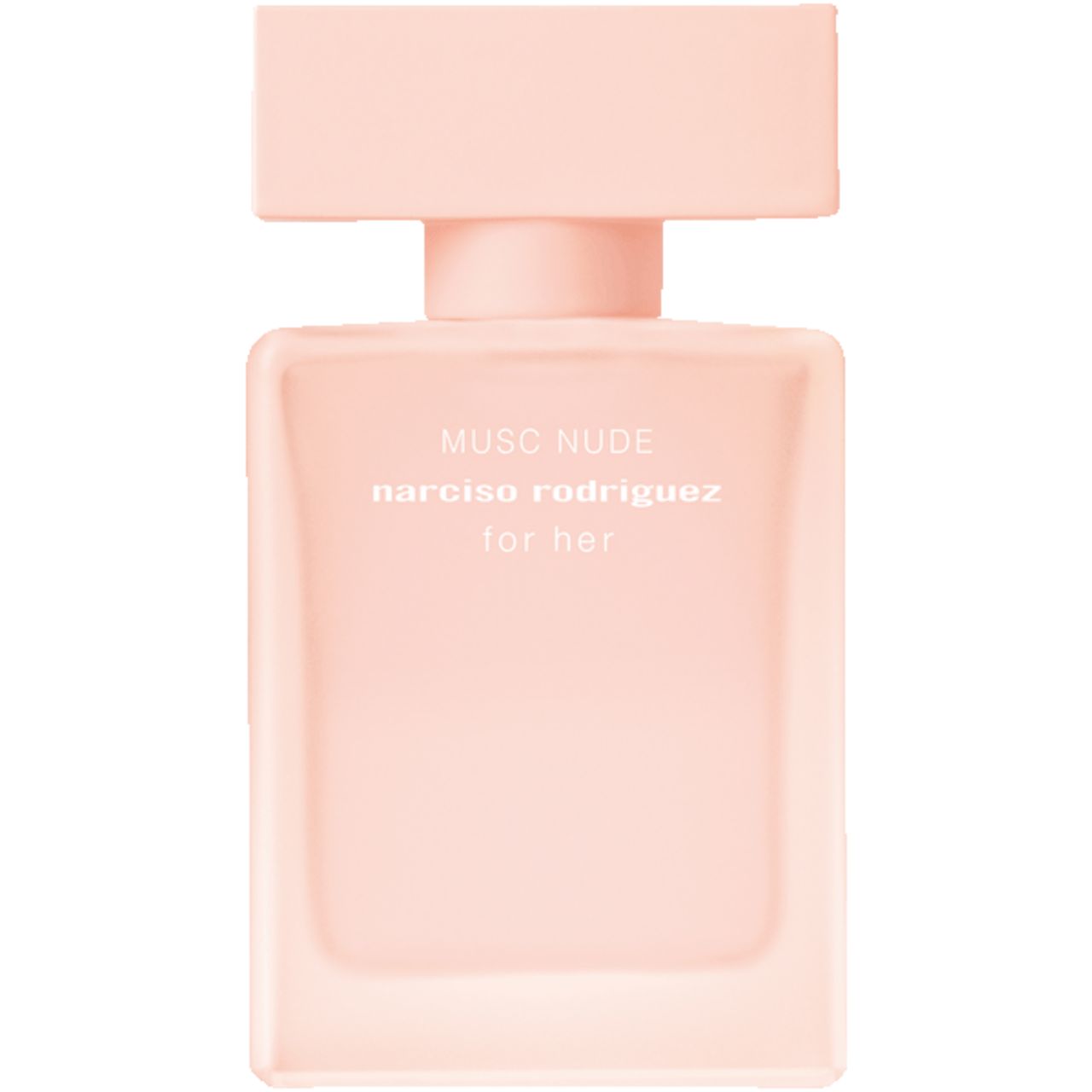 Flakon mit rosafarbenem Inhalt. Aufschrift: Musc Nude, Narciso Rodriguez, for her.
