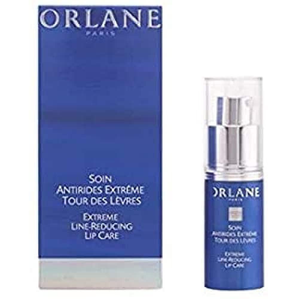 ORLANE PARIS Lippenbehandlung, blaue Flasche und Verpackung. Aufschrift: SOIN ANTIRIDES EXTRÊME TOUR DES LÈVRES, EXTREME LINE-REDUCING LIP CARE.