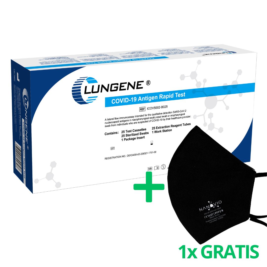 Clungene Antigen Covid-19 Schnelltest - 3in1 Professional + Gratis Nanovio Ffp2 25 St Test