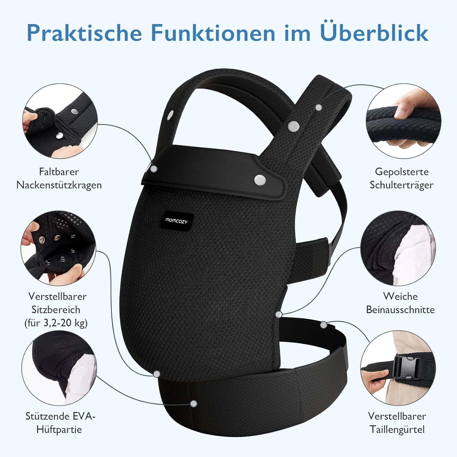 Momcozy Baby Trage Air Mesh Schwarz