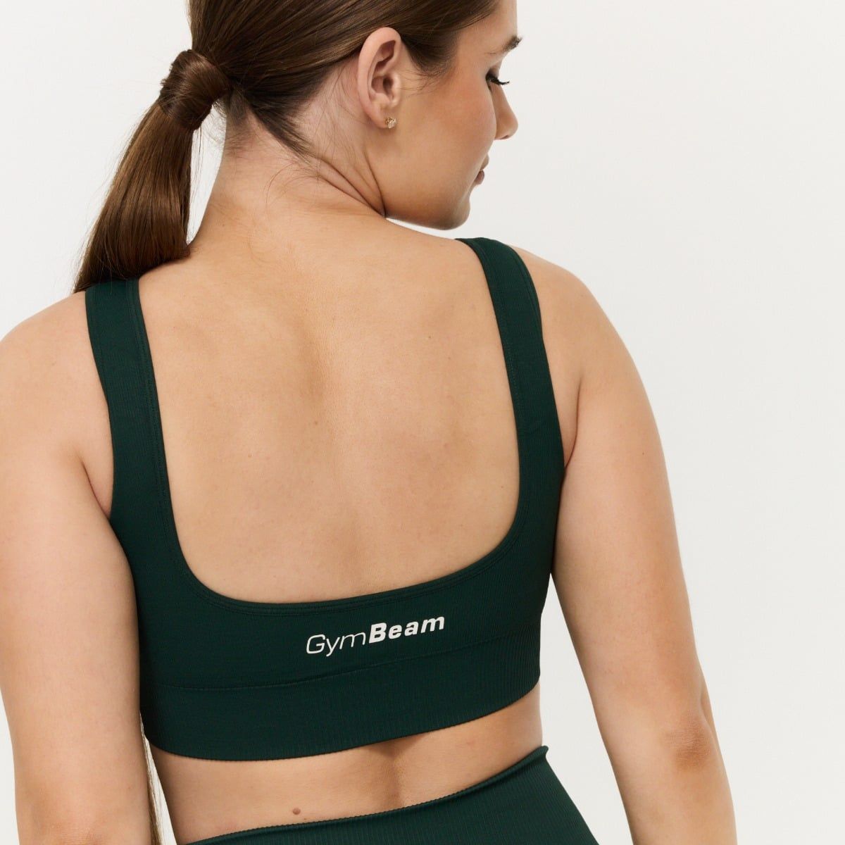 GymBeam Sport-BH Damen nahtlos mit breiten Trägern Forest