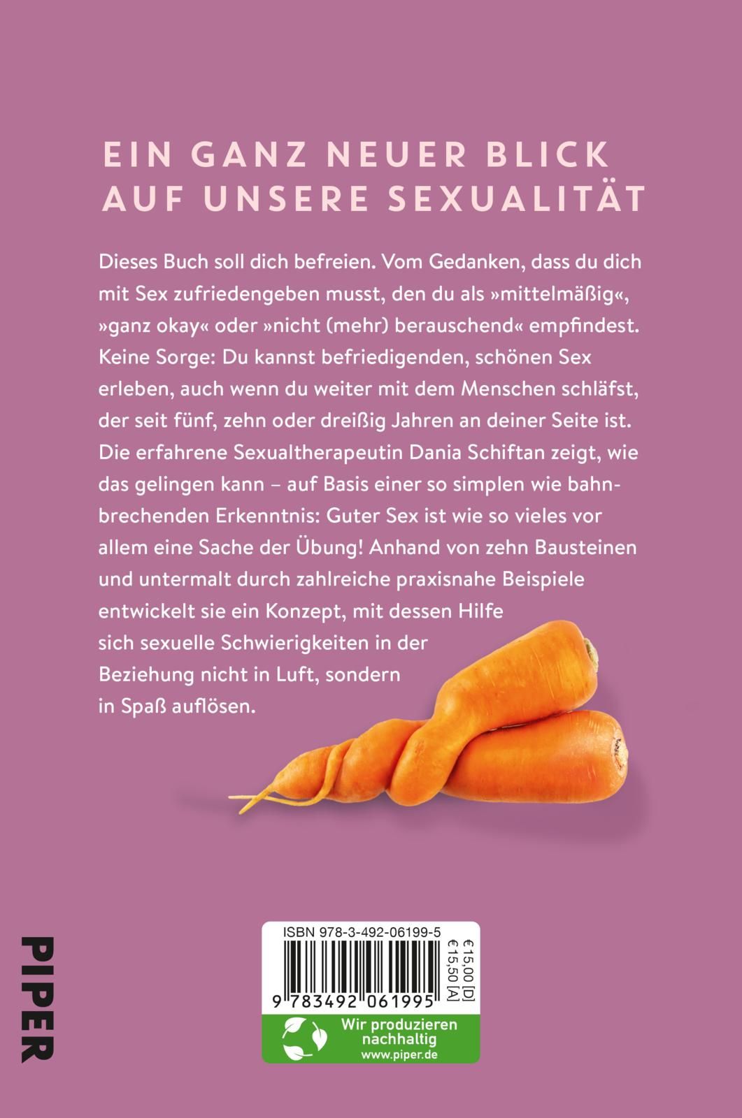 Buchrücken mit Text und zwei Karotten. Verlag: Piper. ISBN-Code und Preis.