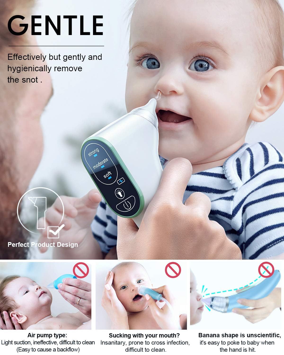 DynaBliss Nasensauger Baby Elektrisch Nasensaug Baby Staubsaug USB Aufladen Medizinisches Silikon