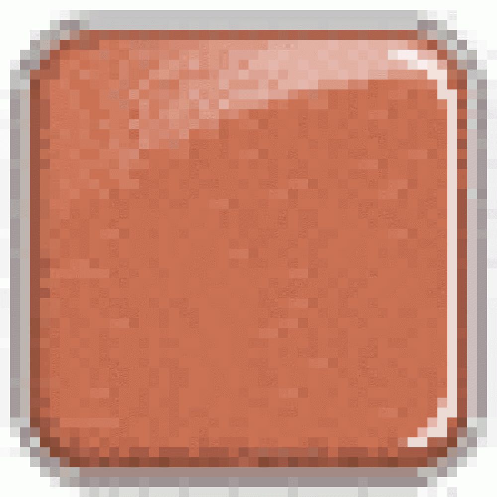 Quadratische, braune Lippenstift-Textur in einem silbernen Behälter.