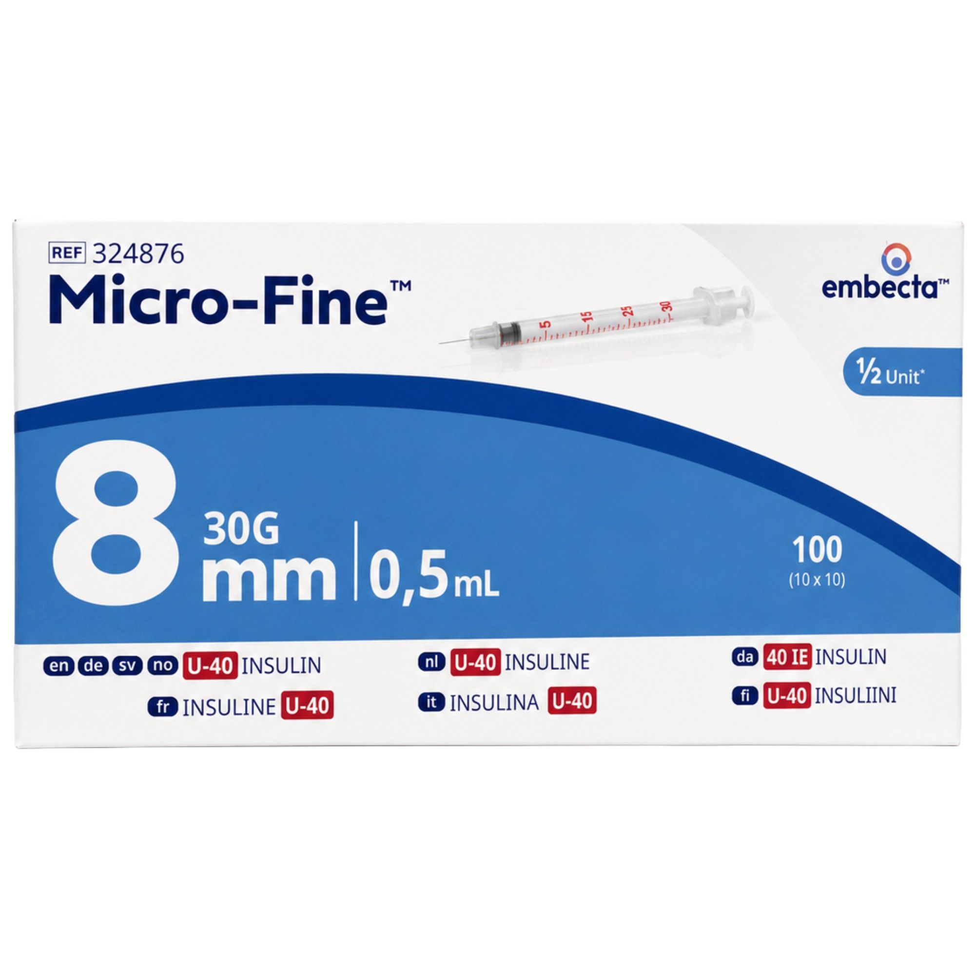 embecta Micro-Fine+ U40 Insulinspritze 0,5 ml 30G