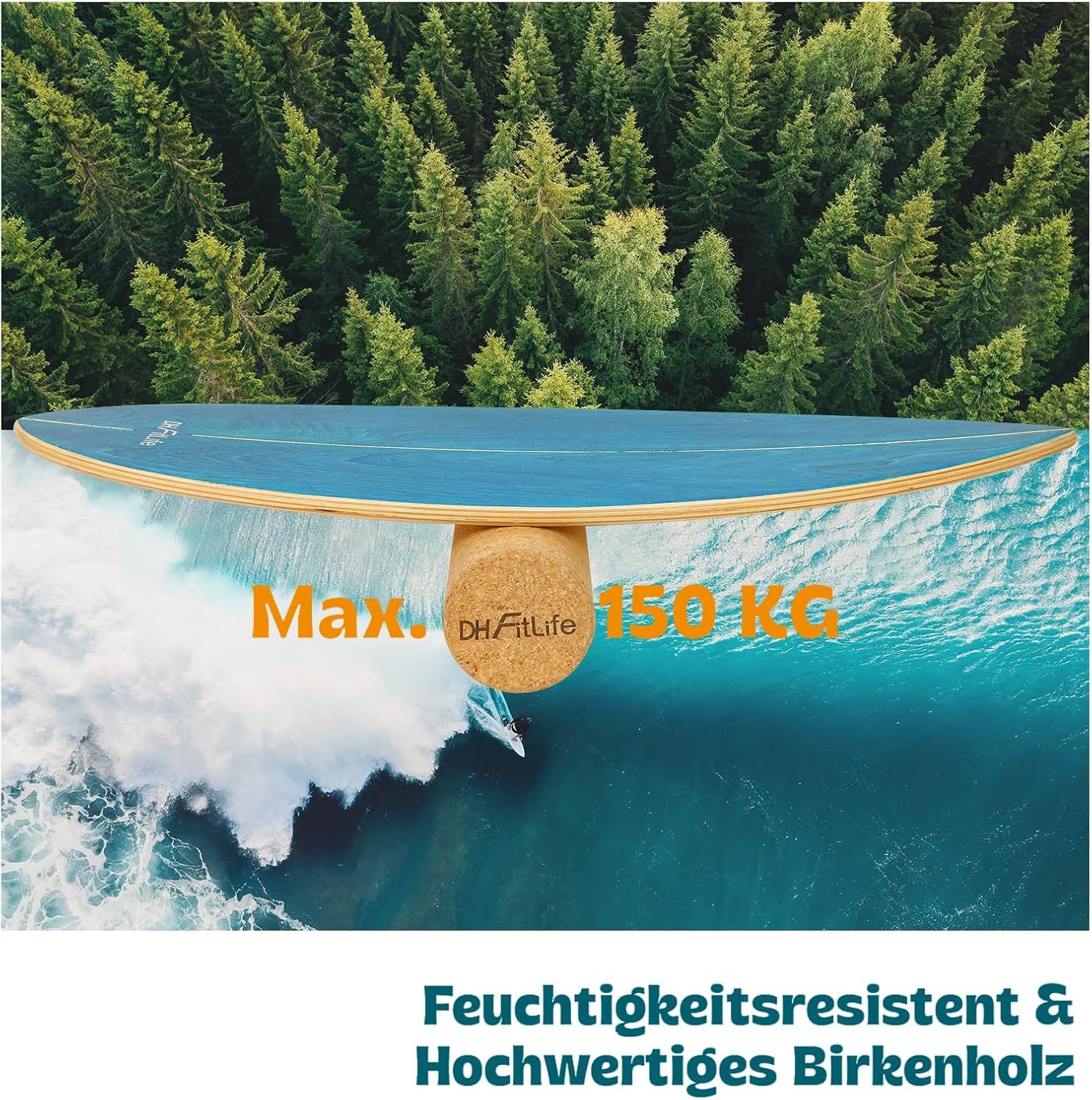 DH FitLife Surfin Balance Board aus Echtholz