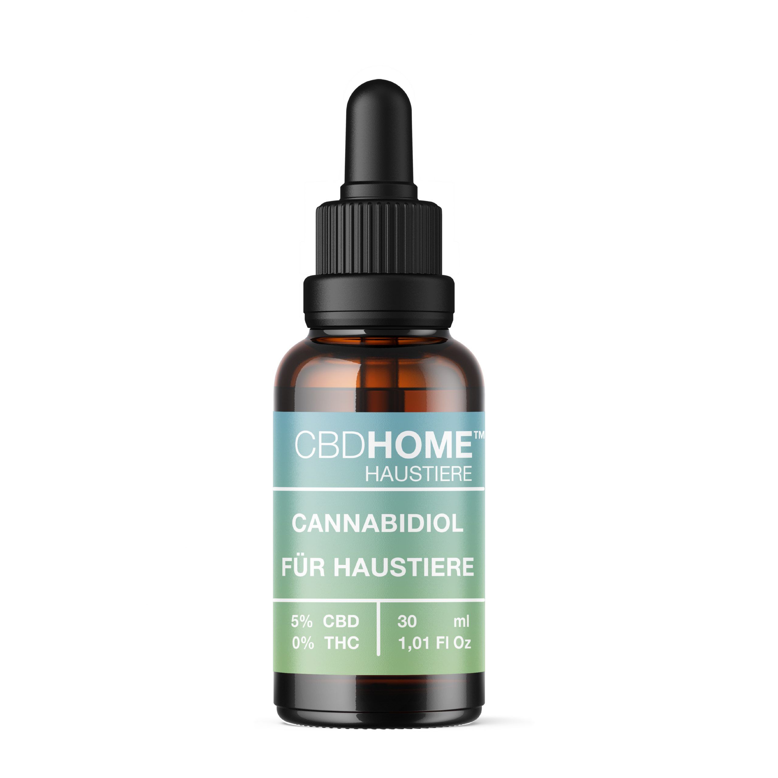 CBD HOME CBD-Öl für Haustiere, 5% CBD, 30ml Flasche mit Pipette.