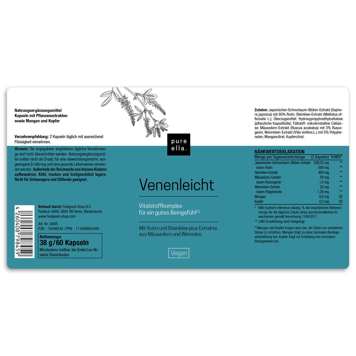 Pure Ella VENENLEICHT Kapseln