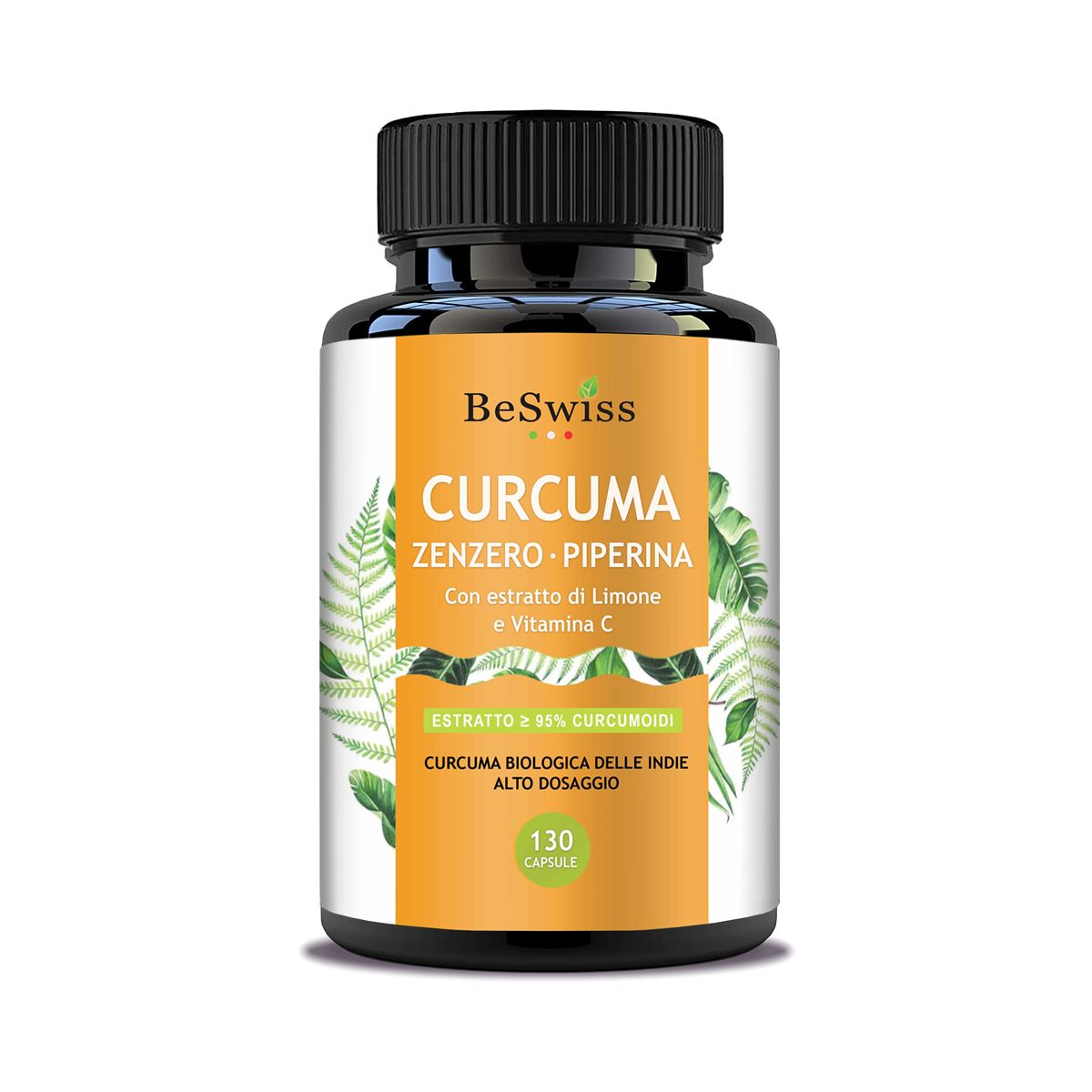 BeSwiss Curcuma con Curcumina 95% Zenzero e Piperina