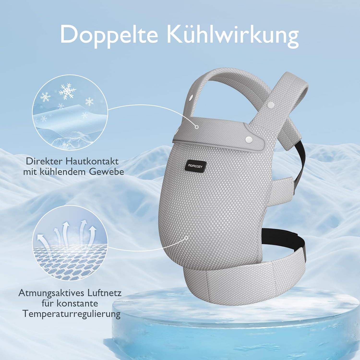 Momcozy Babytrage Air Mesh Grau