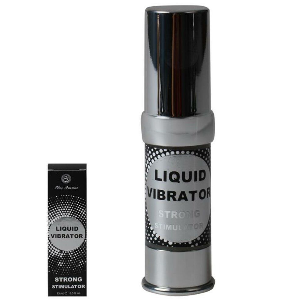 Produkt und Verpackung. Aufschrift "LIQUID VIBRATOR STRONG STIMULATOR".