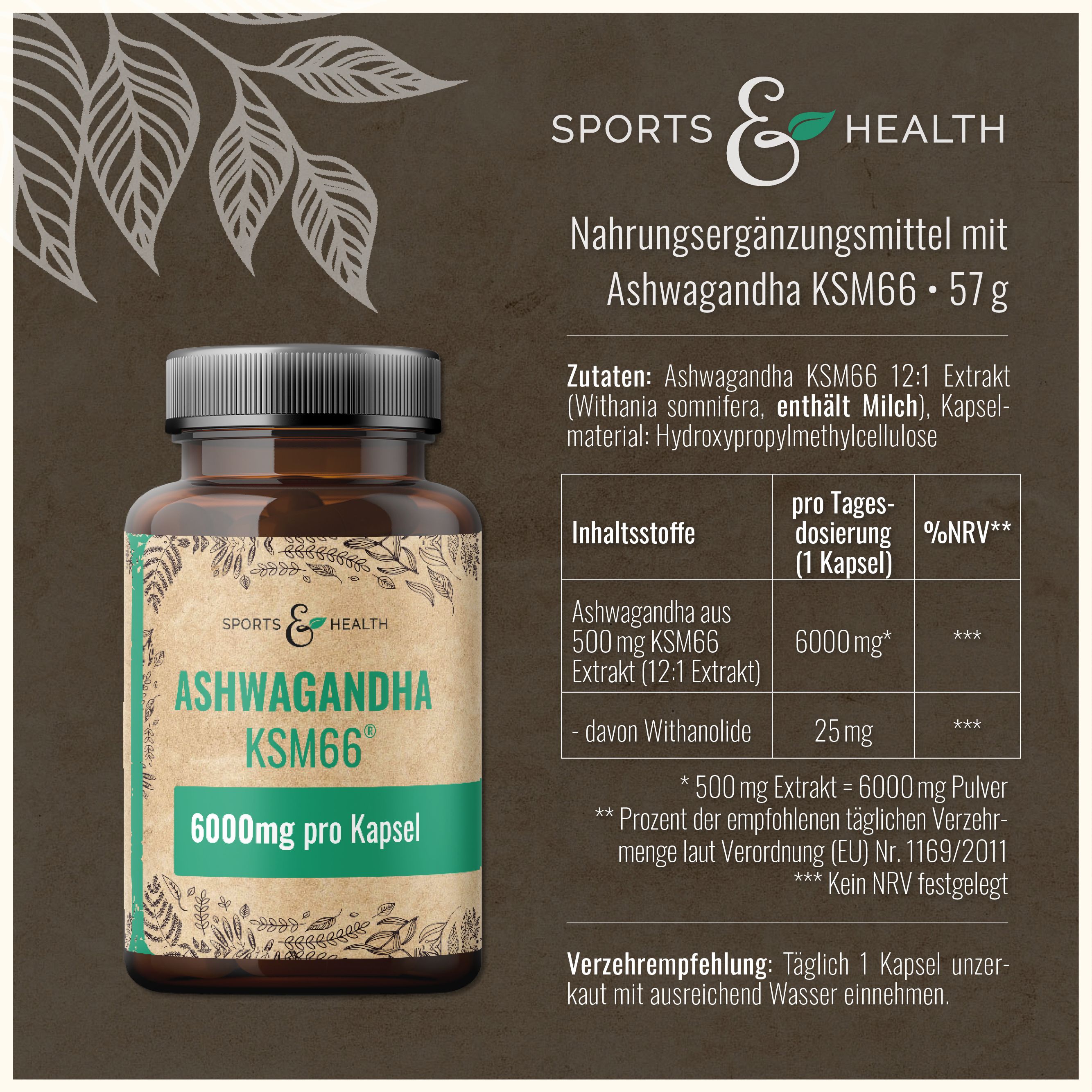 Sports & Health Ashwagandha KSM66 Kapseln