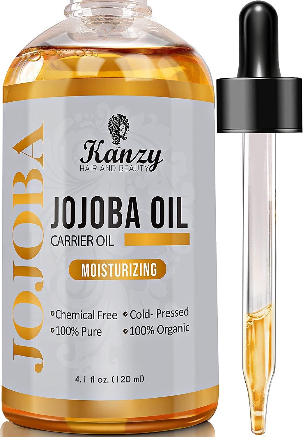 Kanzy Jojobaöl Bio Kaltgepresst 100% Rein Gold für Haut Haare Nägel