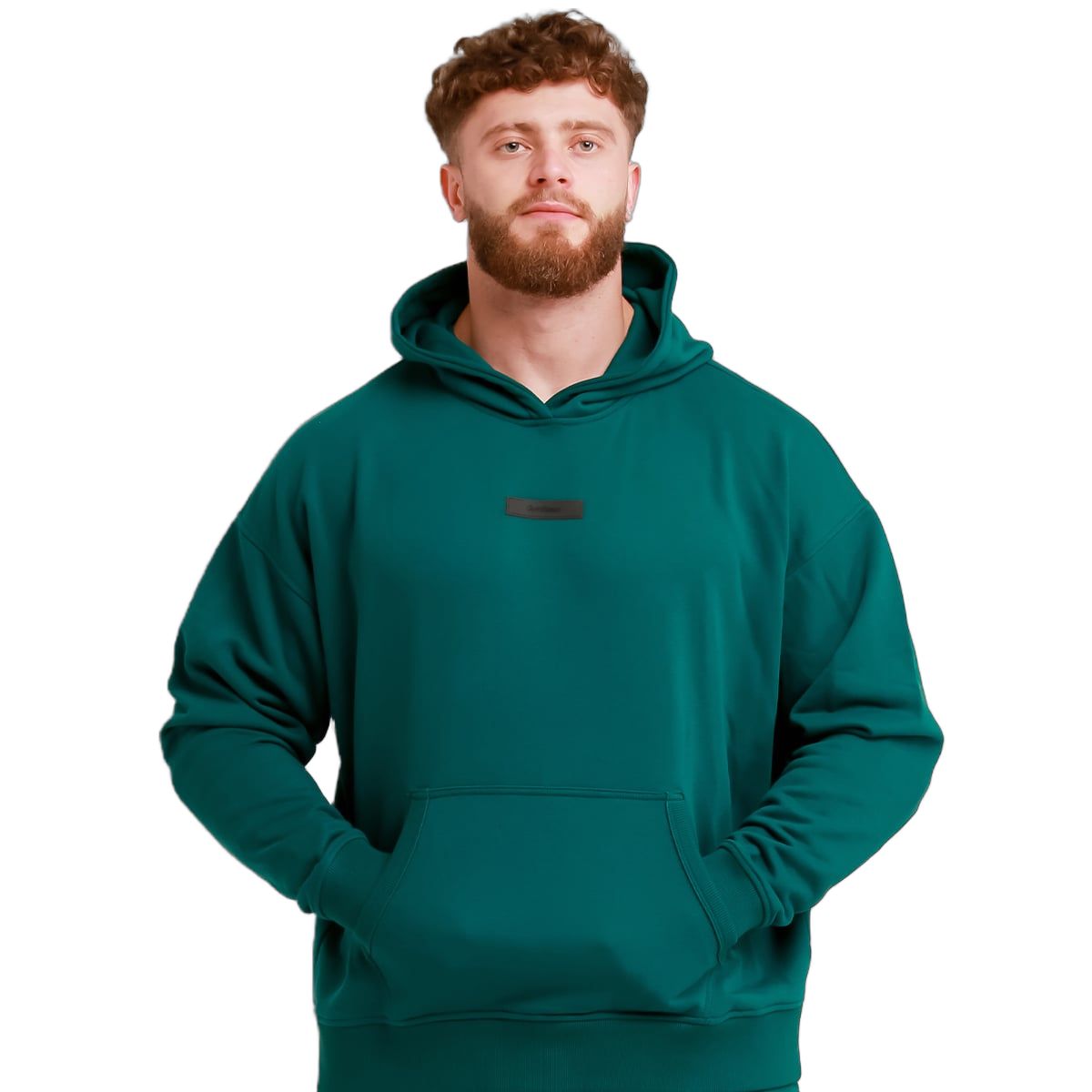 GymBeam Hoodie Herren Oversized mit Kapuze und Kängurutasche in Grün 1 St