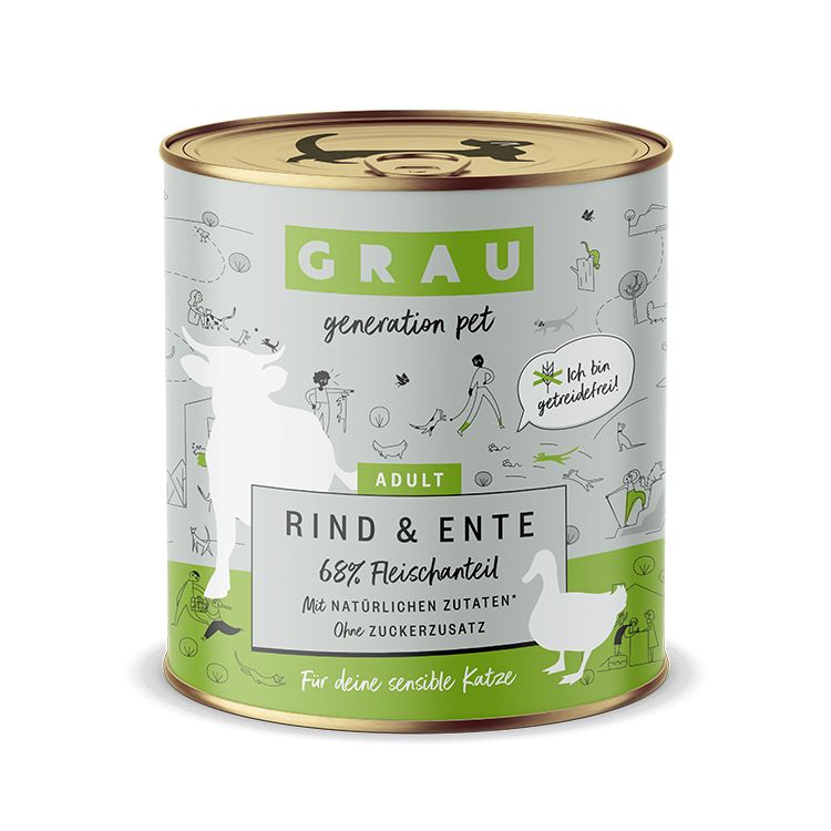 Grau Rind & Ente 6x800 g Futter