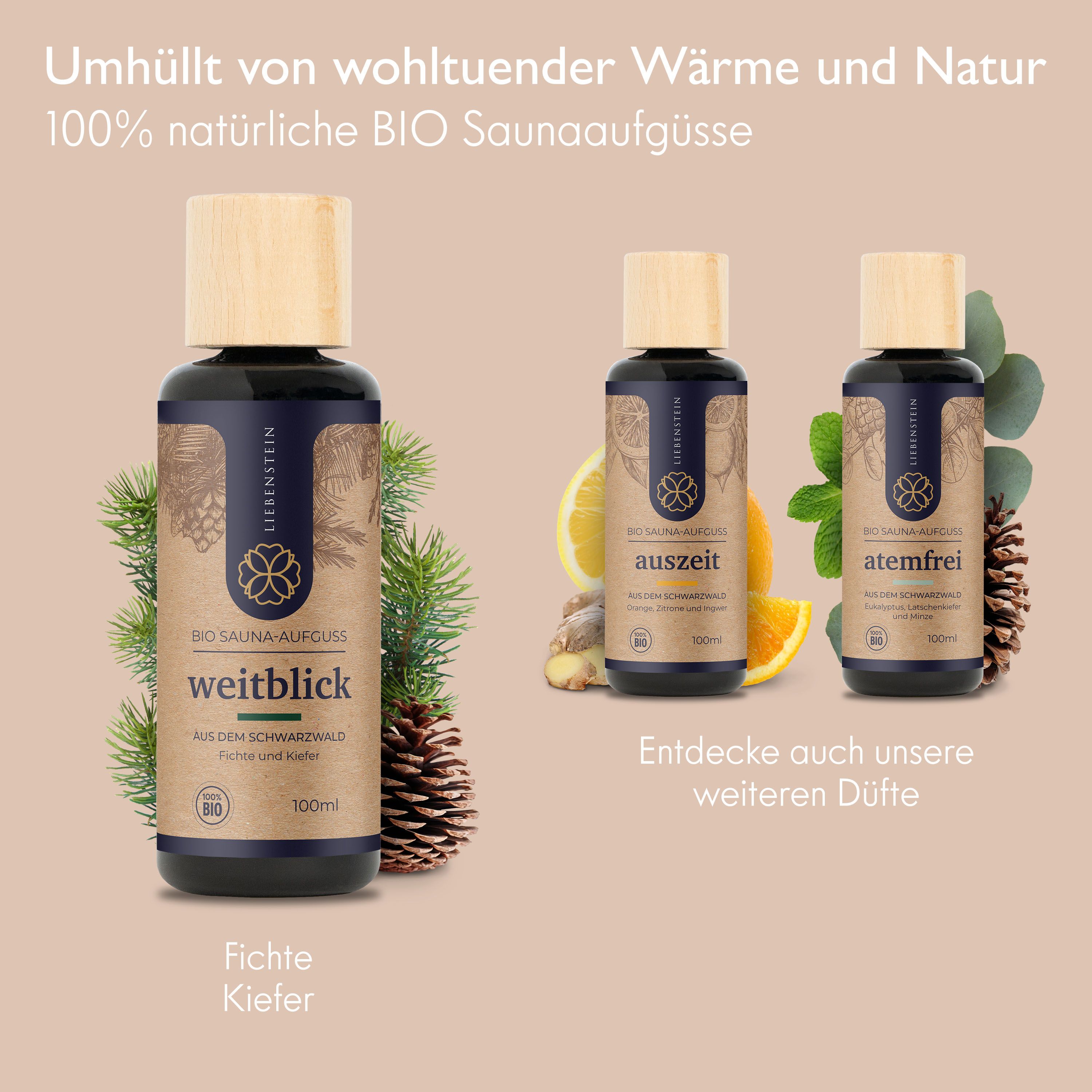 Liebenstein - BIO Saunaaufguss, Aufgussmittel - "Weitblick" - Fichte & Kiefer
