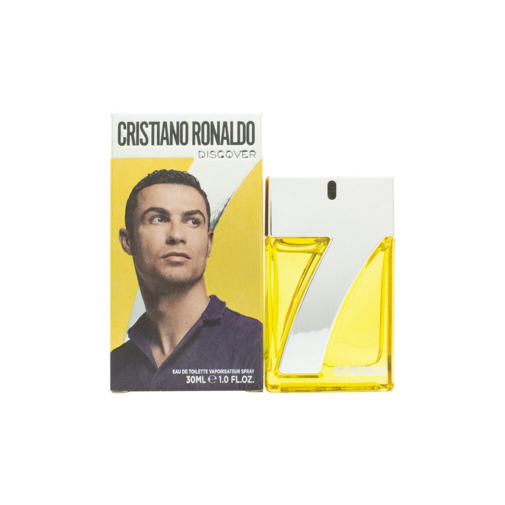 Cristiano Ronaldo Discover Eau de Toilette 30ml Kartonverpackung neben dem passenden Flakon.