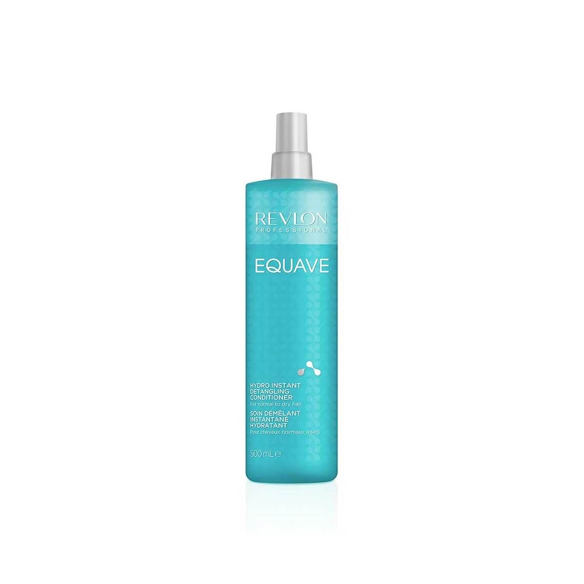 Blaues Revlon Equave Hydro Instant Detangling Conditioner Spray. Weißer Hintergrund. 500ml.