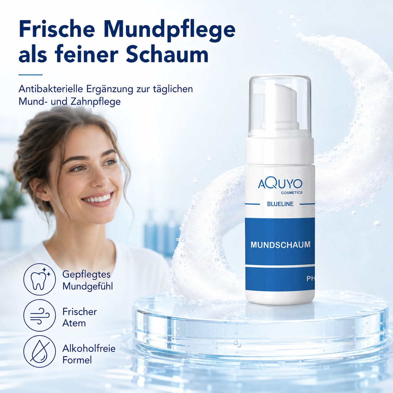 Blueline Mundschaum alkoholfrei für Zahnspangen und Prothesen