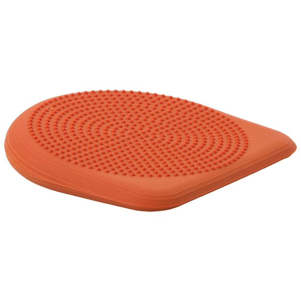 Oranges, tropfenförmiges Keilballkissen mit Noppen. Oberseite mit konzentrischen Kreisen.