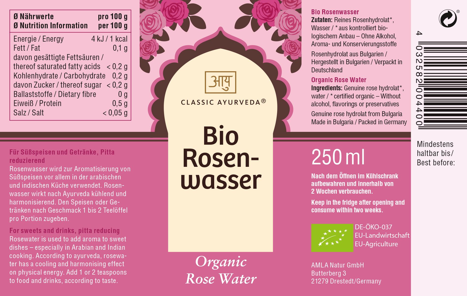 Classic Ayurveda - Rosenwasser 250 ml