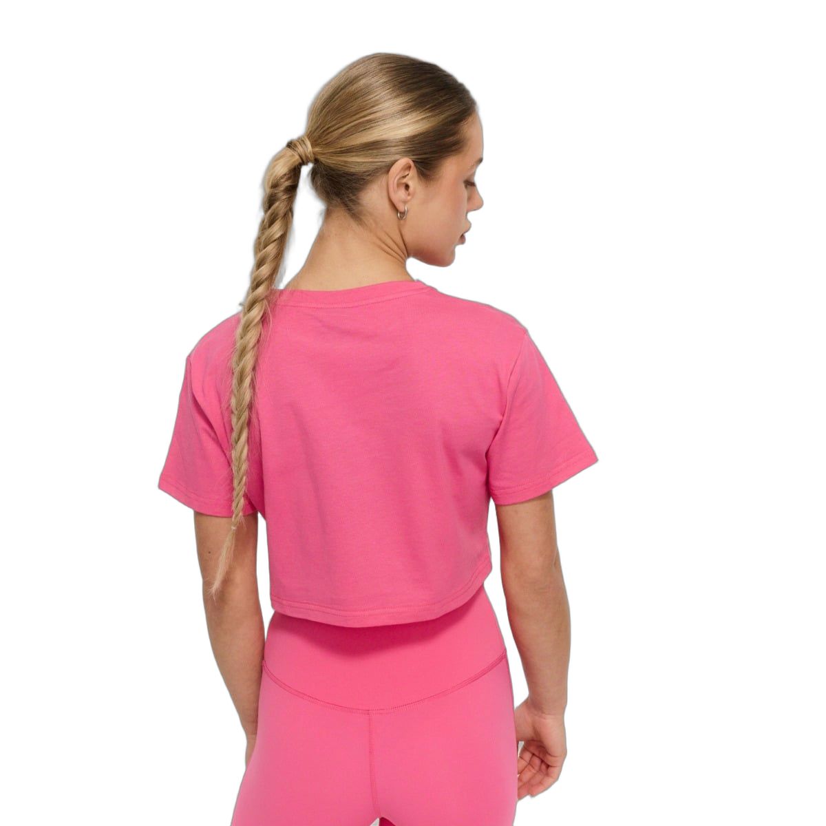 GymBeam T-Shirt Damen cropped locker Kurzarm mit rundem Ausschnitt Dragonfruit