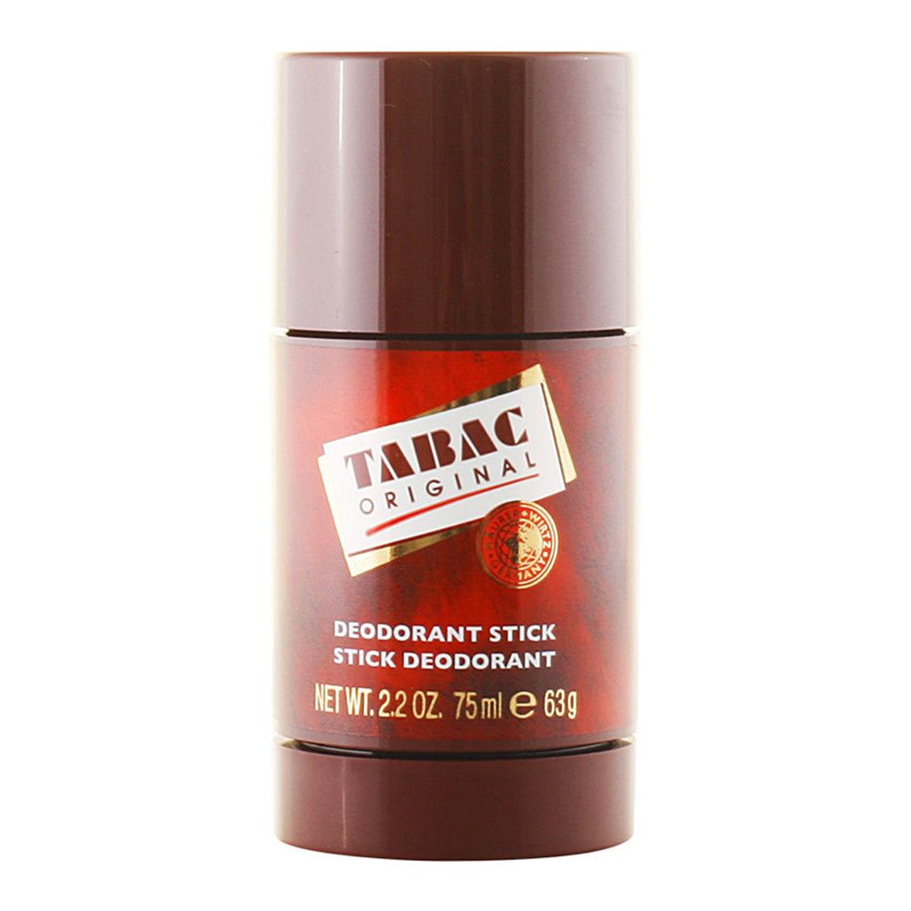Deodorant-Stick. Braune Verpackung mit rotem Etikett. Text: Tabac Original, Deodorant Stick, 75ml, 63g.