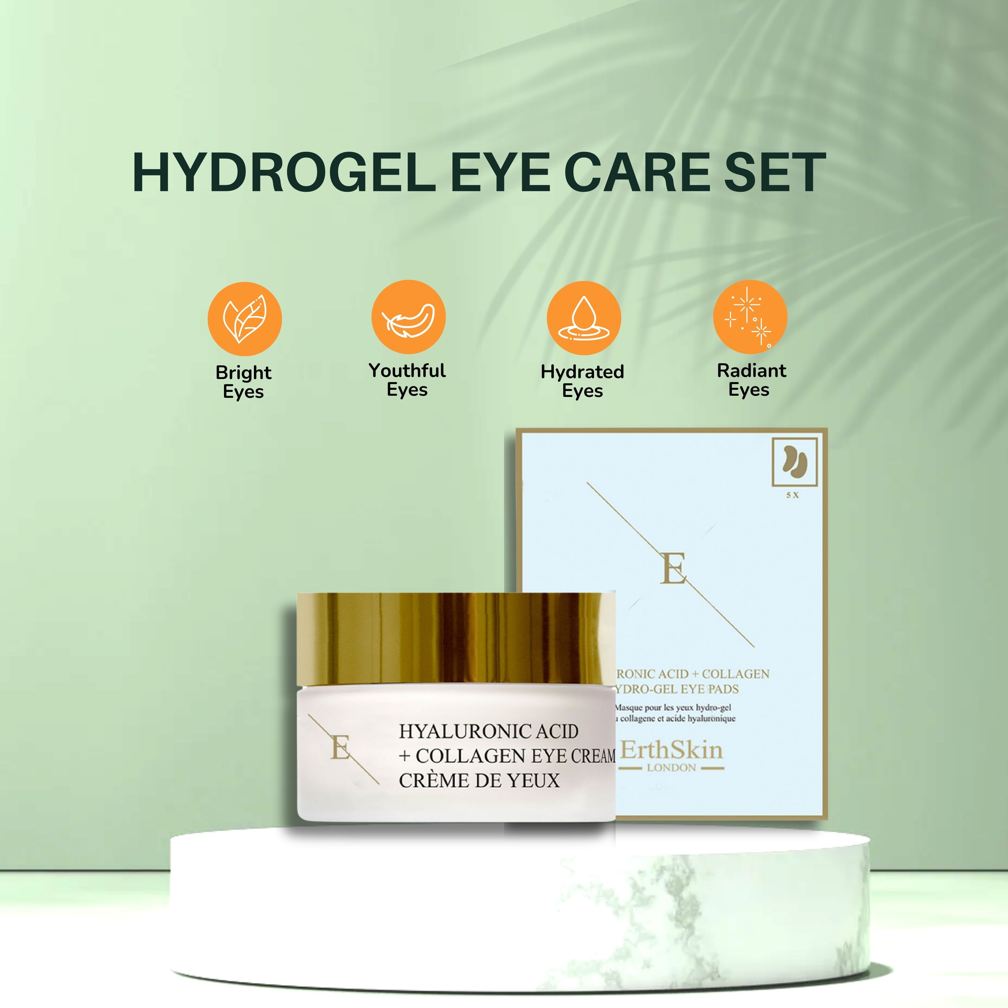 ErthSkin London Hyaluronsäure + Collagen Pro Age Augencreme + Augenpads set