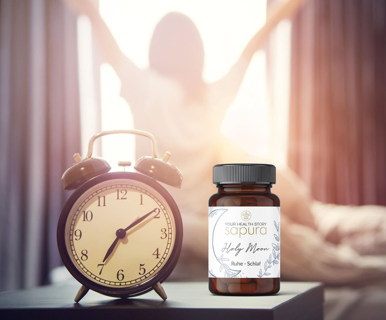 Holy Moon MultiKomplex - Schlafkapseln mit Duo-Formel - Einschlafhilfe Melatonin Baldrian | SAPURA®