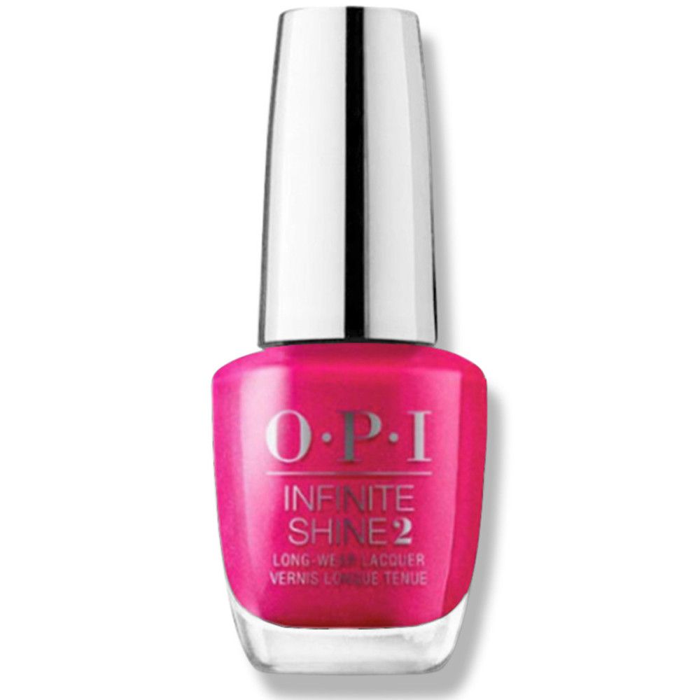 OPI Nagellacke Infinite Shine 2. Rosa Flasche mit silbernem Deckel. Produktname und Logo sichtbar.