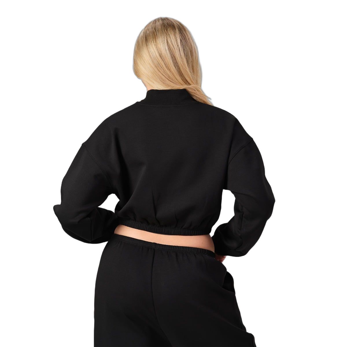 GymBeam Sweatshirt Damen cropped mit Reißverschluss Black