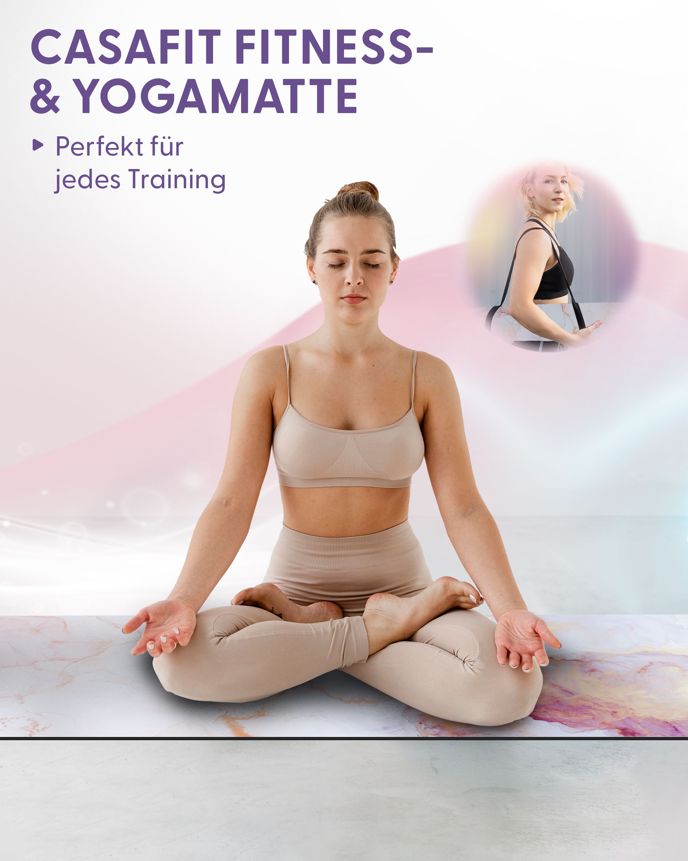 Fitness- & Yogamatte - aquarell rosé