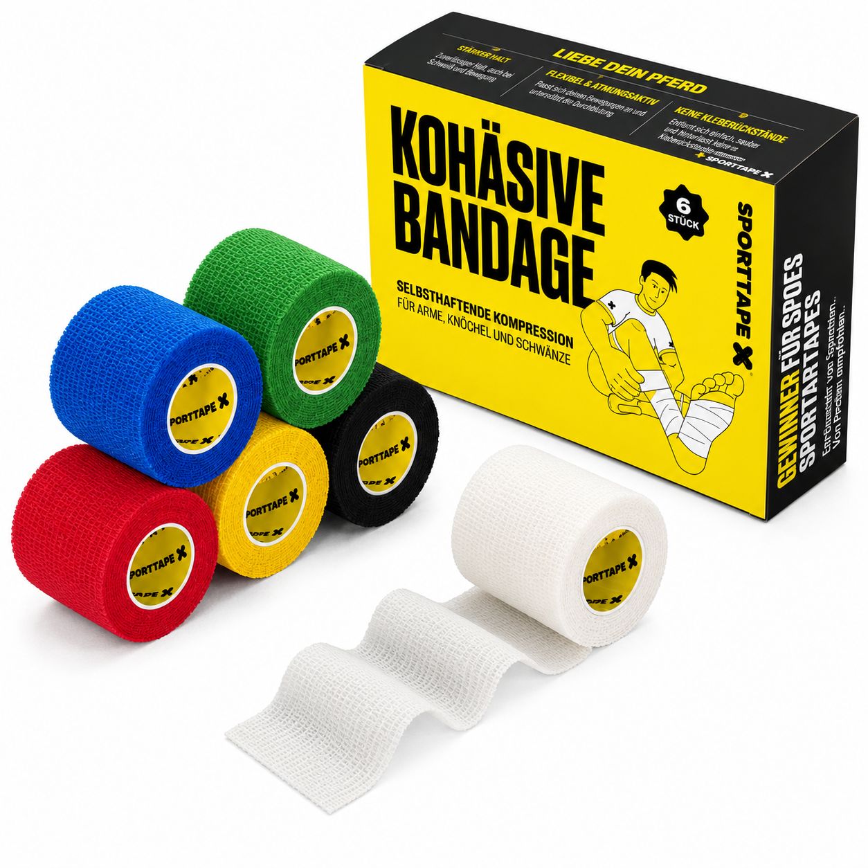 SPORTTAPE Bendaggio Autoadesivo - 5 cm x 4,5 m Misto