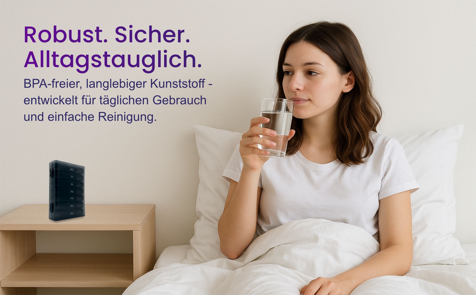 Senomed - Tablettenbox mit 3 Fächern pro Tag – Wochendosierer schwarz