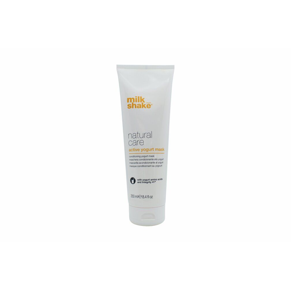 Weiße Tube mit gelbem Schriftzug Milk_Shake, Natural Care Active Yogurt Mask. Enthält 200 ml.