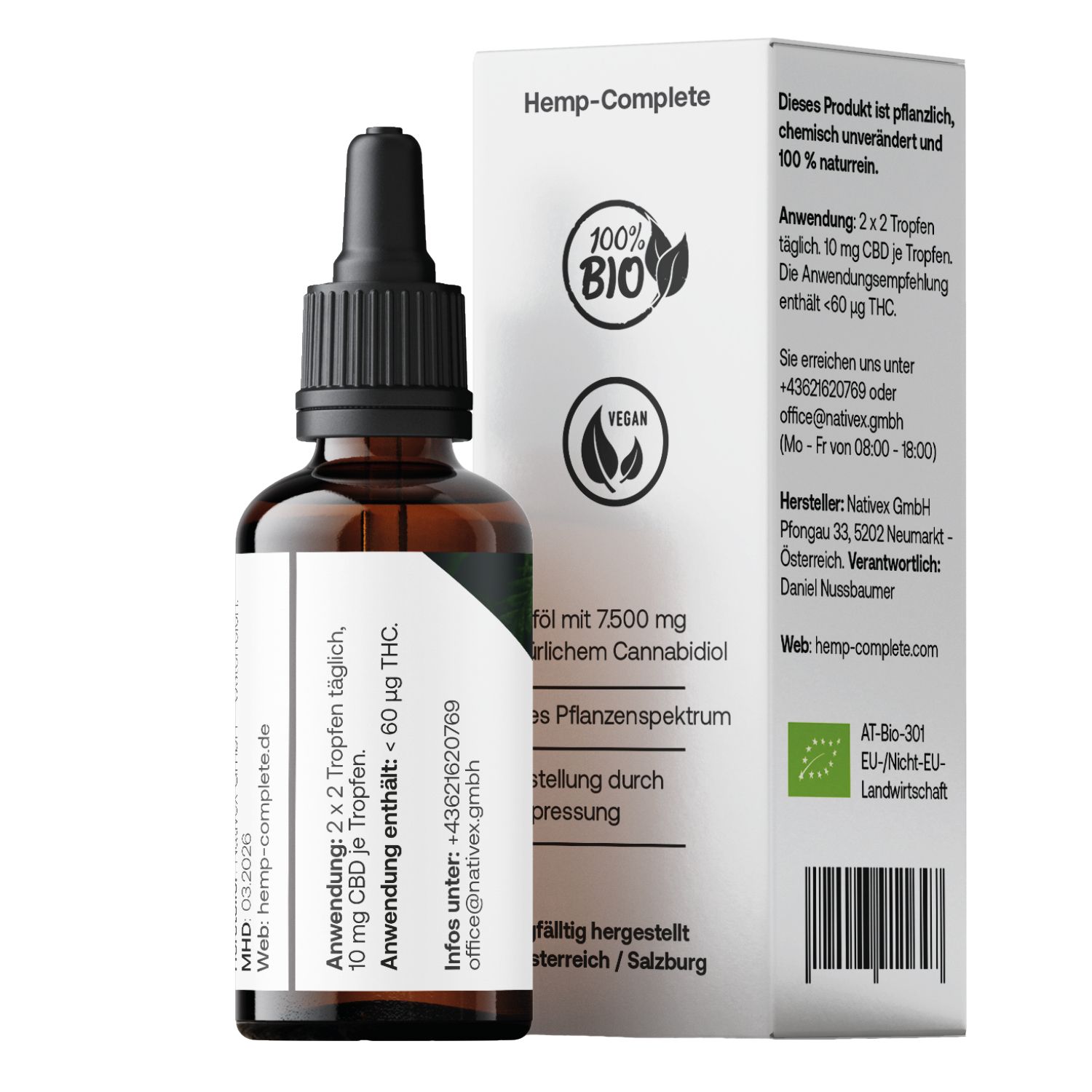 Bio CBD Öl 25 Vollspektrum Tropfen - Hemp-Complete®