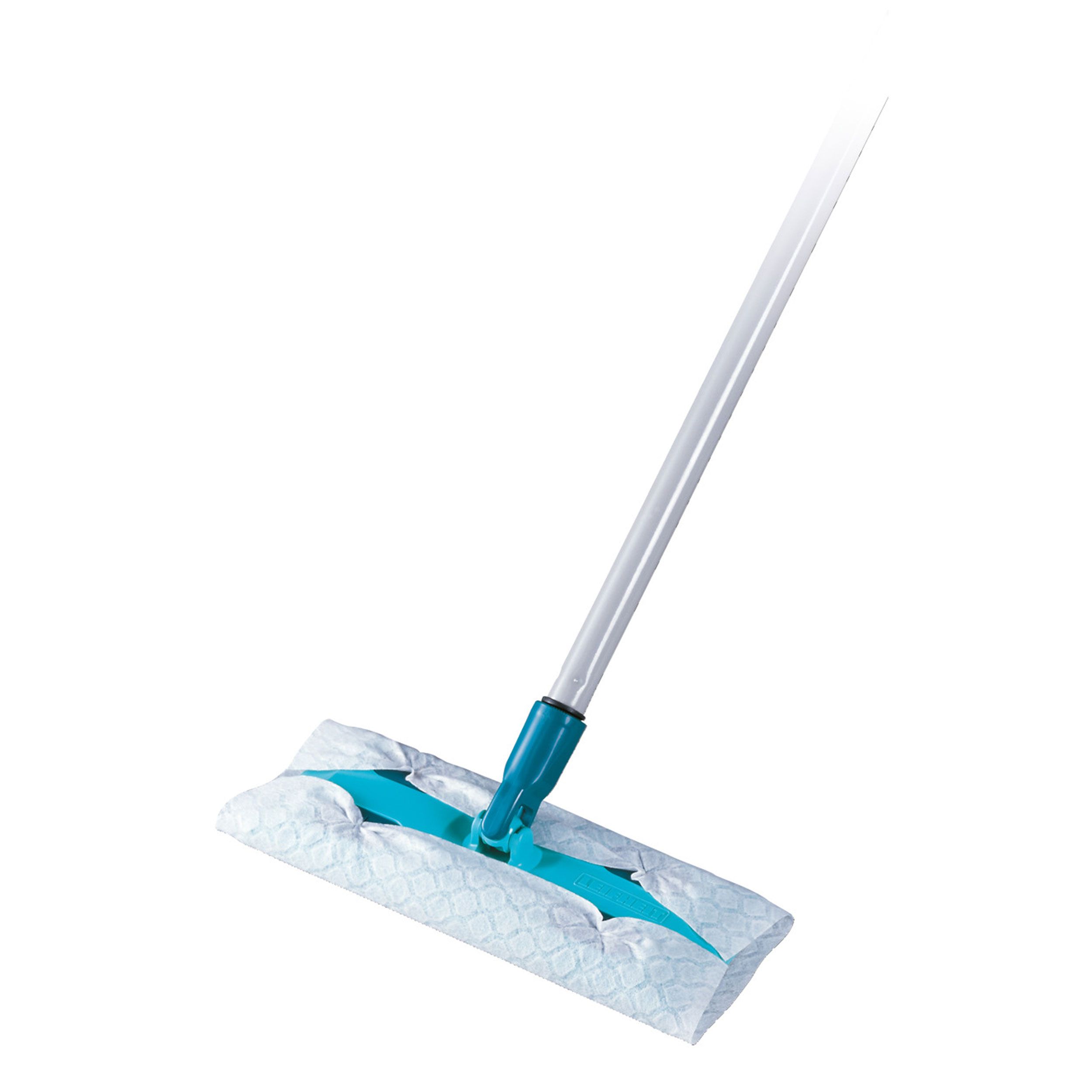Leifheit Bodenwischer Clean & Away Telescope, Staubwischer mit Stiel, Kunststoff, Türkis, Silber
