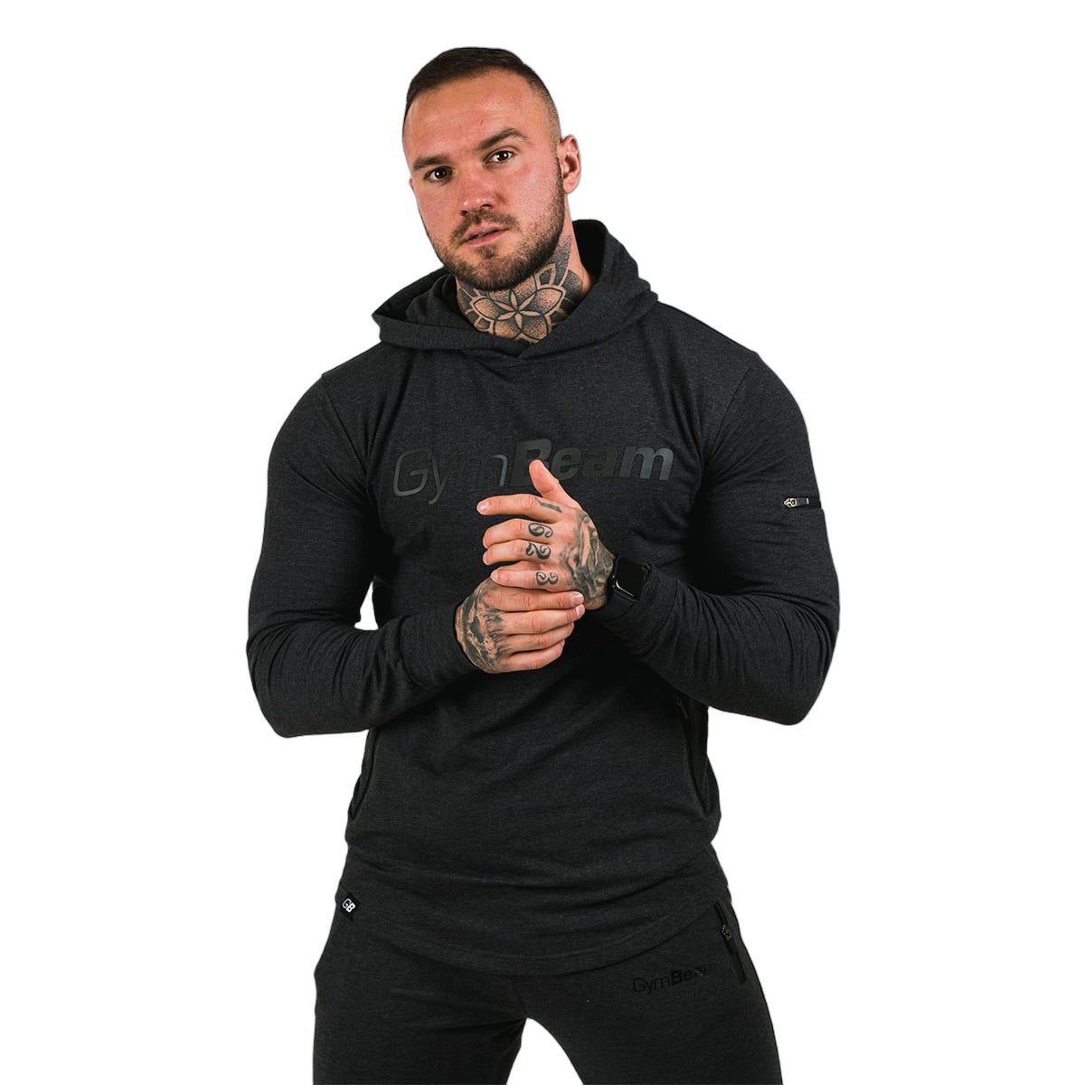 GymBeam Hoodie Herren Regular mit Kapuze und Taschen in Grau