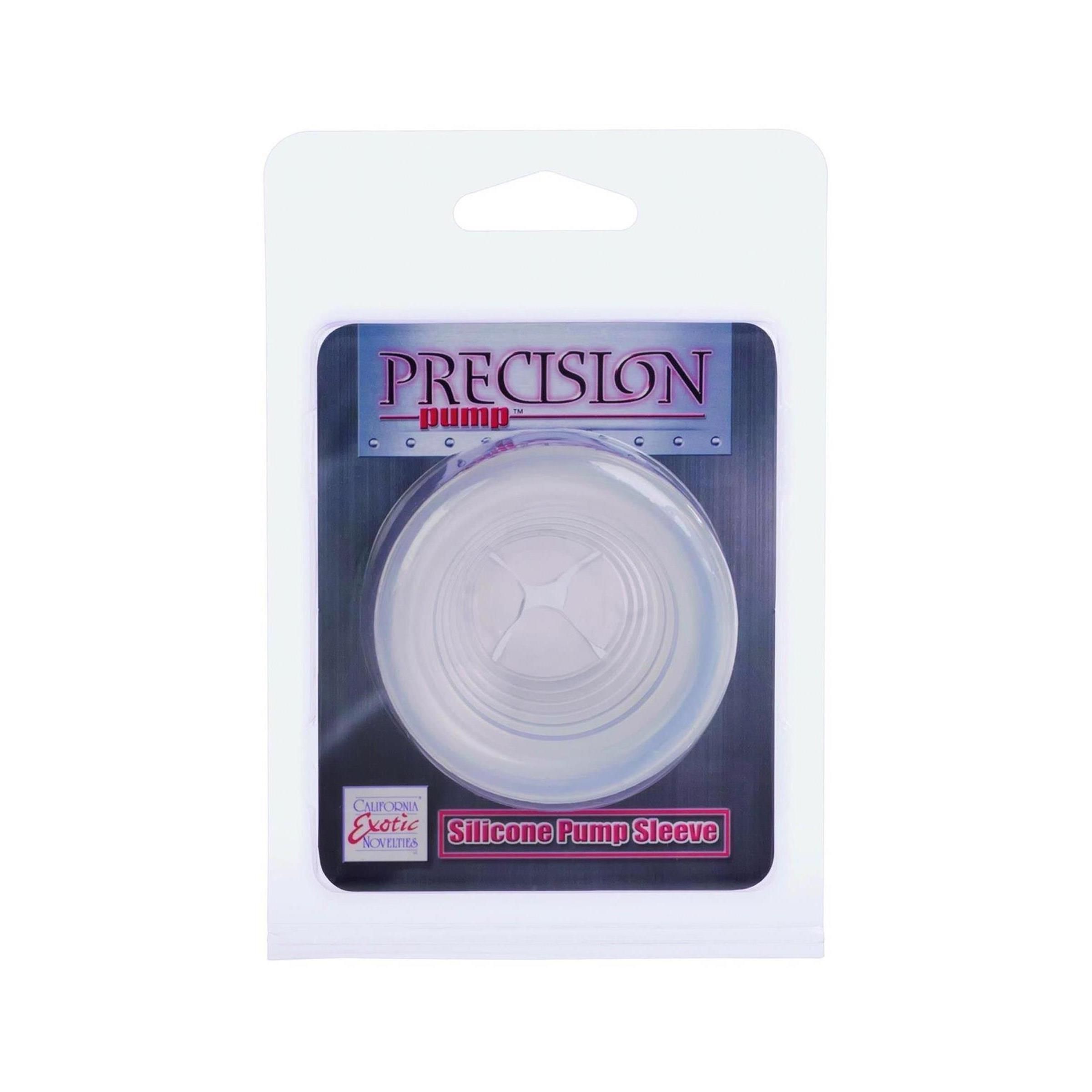 Verpackung mit transparentem Pump Sleeve. Aufschrift: PRECISION pump, Silicone Pump Sleeve.