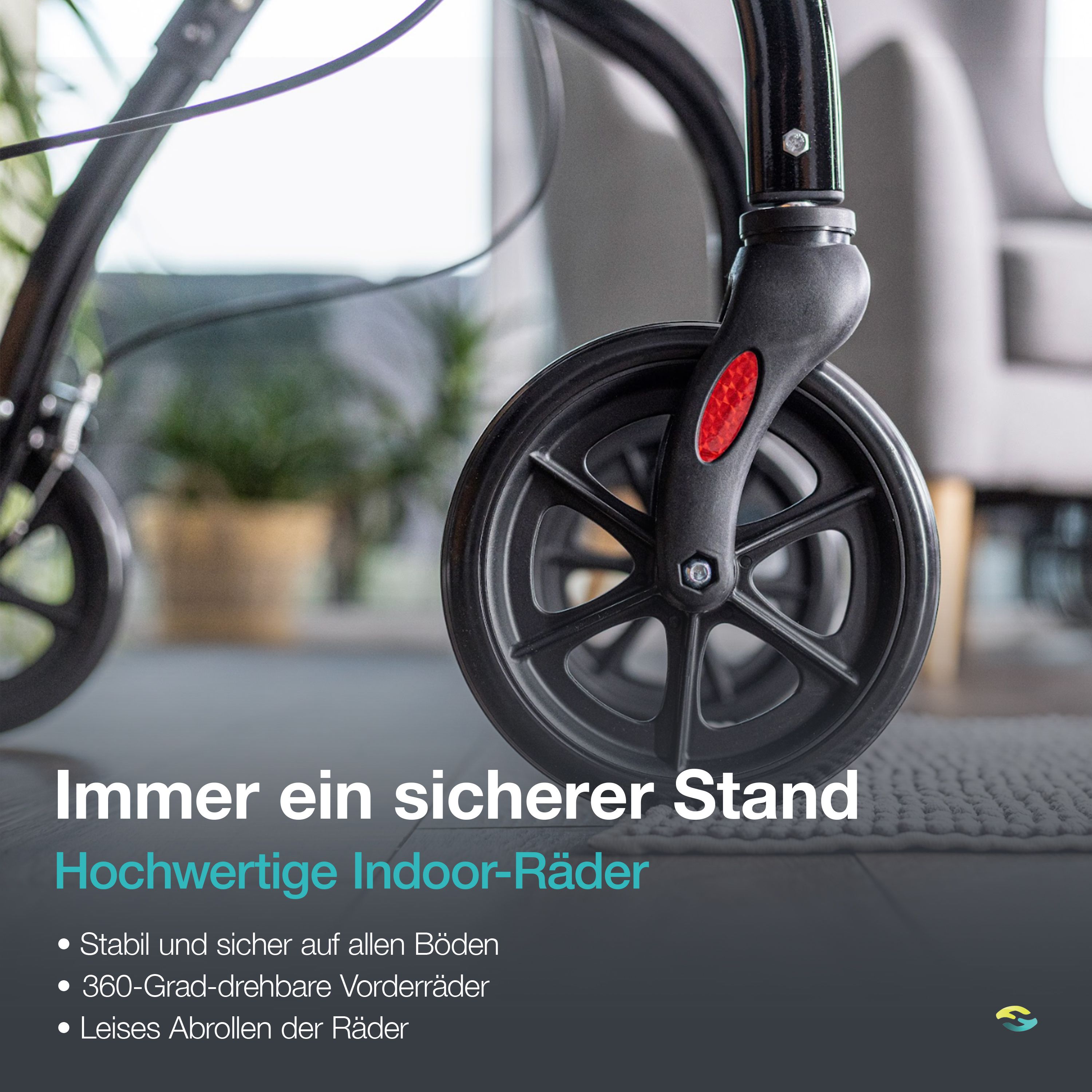 Helavo Wohnungsrollator 60 cm schmal Indoor Rollator mit Tablett & Korb