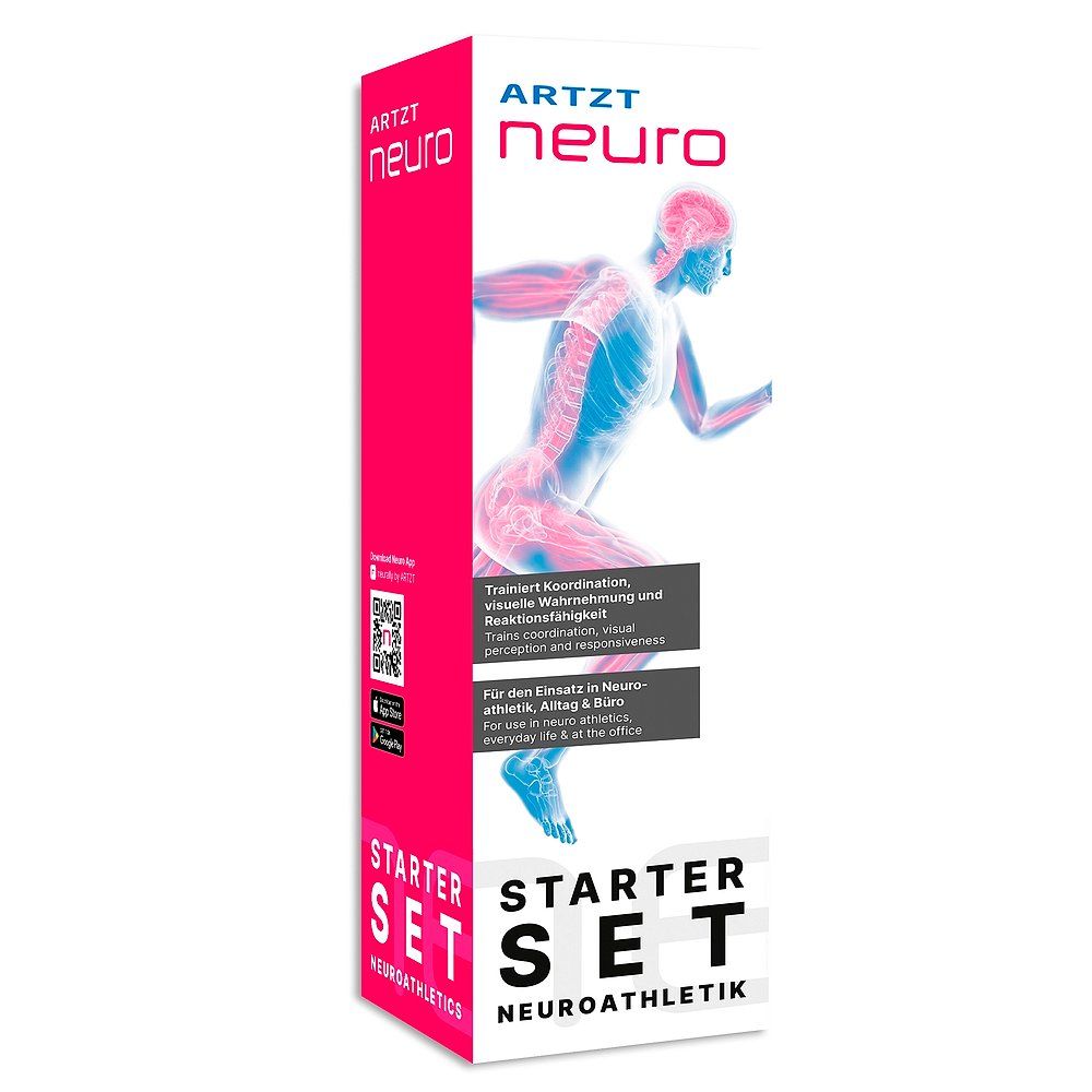 ARTZT neuro® Starter-Set. Rosa-weiße Verpackung mit Produktname und Illustration eines Läufers. Text in Deutsch.