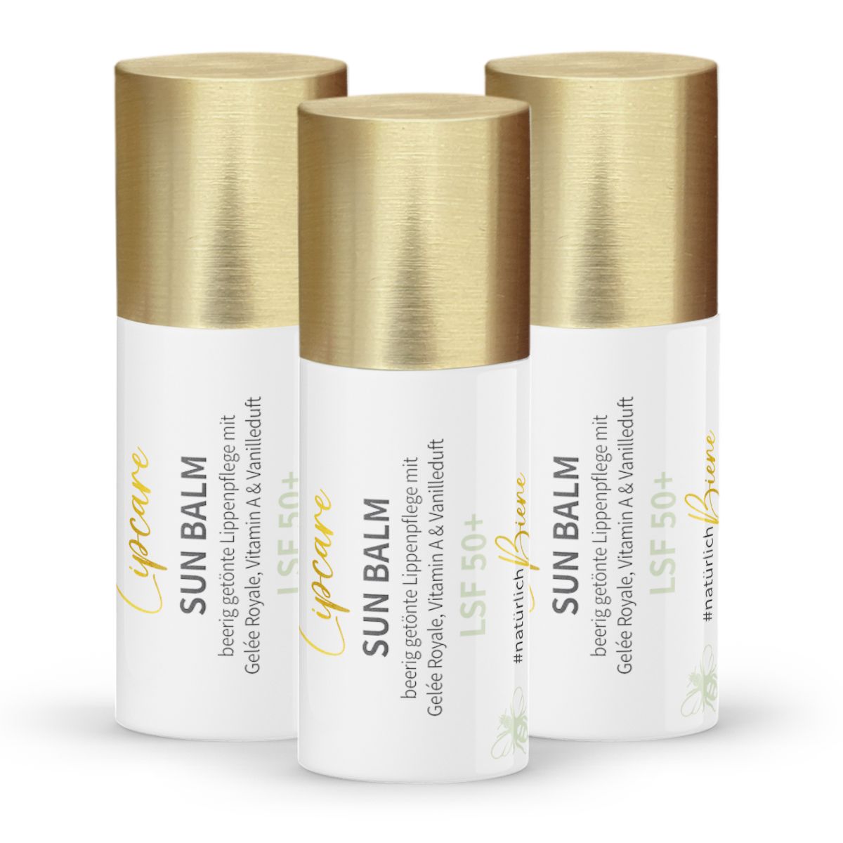 Vorteilsset - SUN Balm LSF 50+ getönter Lippenpflegebalsam mit Gelée Royale & zartem Vanilleduft 3x6 ml