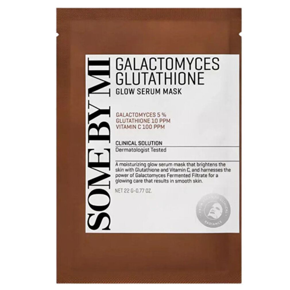 Verpackung des SOME BY MI Galactomyces Glutathione Glow Serum Mask.