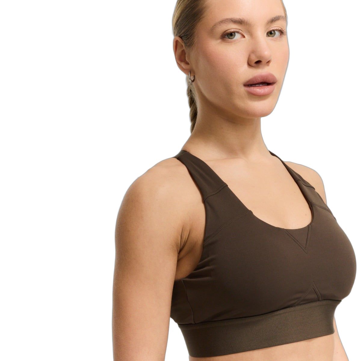 GymBeam Sport-BH Damen mit gekreuzten verstellbaren Trägern Limitless Espresso
